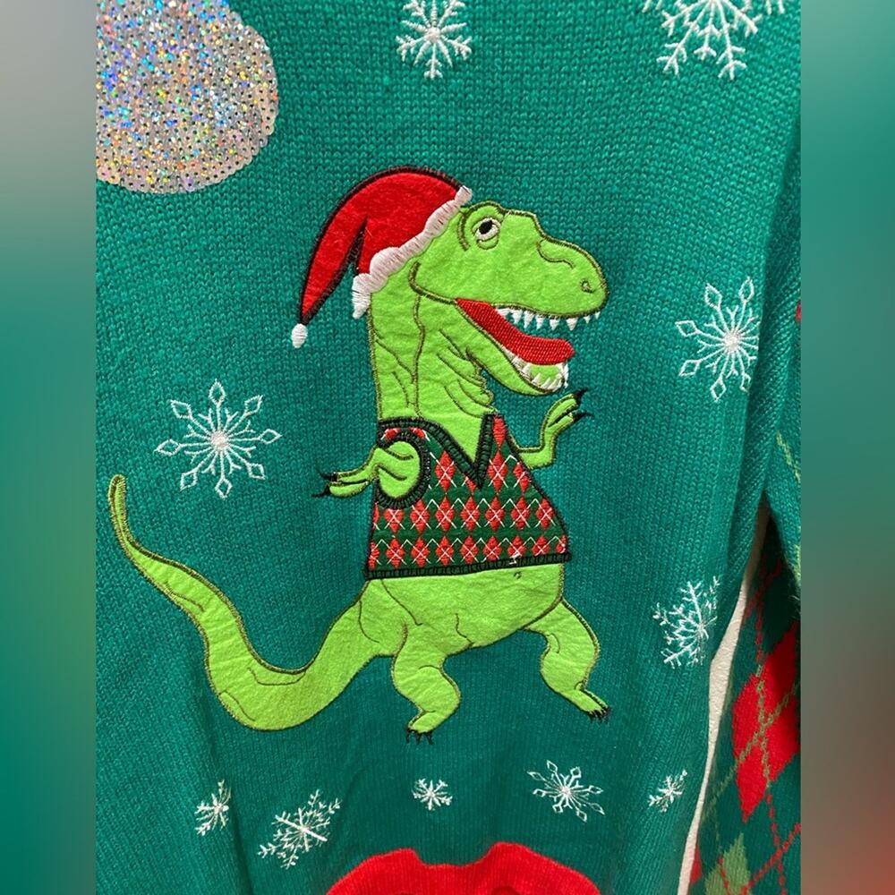 Jolly Sweaters Dinosaur Holiday Sweater - Picture 2 of 8